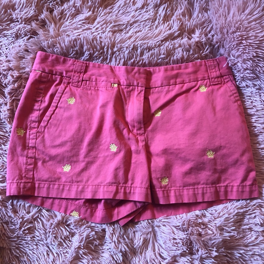 J. Crew Pink & YelloW Turtle Chino Shorts